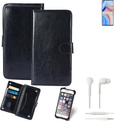 Produktbild von K-S-Trade 360° Hülle kompatibel mit Oppo K7x inkl. Headphones schwarz Kunstleder Case BookCase WalletCase Kunstlederederhülle Handyhülle,