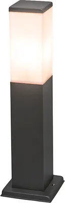 Produktbild von QAZQA - Moderne Außen-Pollerleuchte Dunkelgrau mit Opal 45 cm IP44 - Malios I Außenbeleuchtung - Kunststoff Rechteckig - LED geeignet E27