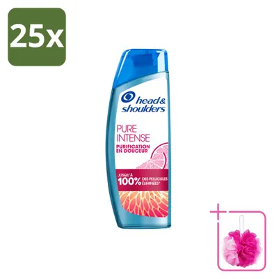 Productafbeelding van 25 x Head & Shoulders Anti-roos shampoo, Pure Intense Grapefruit, 250 ml - Voordeelverpakking - 25 stuks