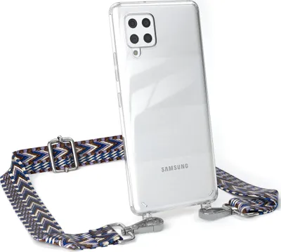 Produktbild von EAZY CASE Handykette - Verstellbarer Trageriemen kompatibel mit Samsung Galaxy A42 5G, Handykordel mit transparenter Silikon-Hülle, Band in Blau