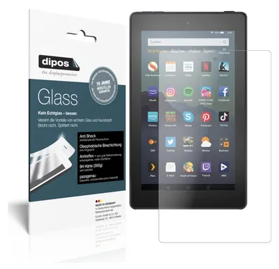 Produktbild von 2x Schutzfolie für Amazon Fire 7 Tablet (2019) matt - Anti-Shock 9H Folie dipos