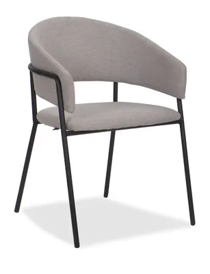 Zdjęcie produktu dla NEW HOME Krzesło OVO do jadalni tapicerowane krzesło do salonu w tkaninie szenilowej z podłokietnikami - jasnoszare - nowoczesne meble glamour