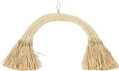 Produktbild von Boho-Wanddeko aus Raffia, in vielen Größen & Ausführungen erhältlich | Boho-Raffia-Deko, Farbe:Boho Hängedeko Regenbogen 31x28cm