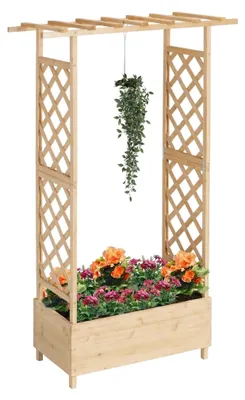 Produktbild von Balkonpflanzkasten mit Rankgitter und Überdachung, Tannenholz