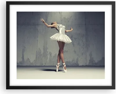 Produktbild von Gerahmtes Poster - Schwarzer Rahmen - Ballerina Weiß Wand - 50x40 cm - Wand Bild - Wanddeko - Wandbilder - Kunstposter - Wandposter - Bilderrahmen - Bilder - Kunstdruck - Wandbild - P2BAA50x40-4344