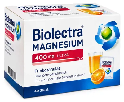 Image de Biolectra Magnésium 400 mg ultra orange, granulés à boire, 40 pcs. Sachets