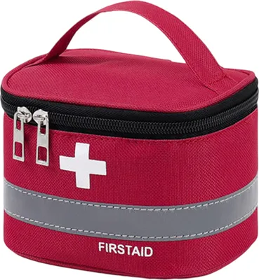 Produktbild von Erste-Hilfe-Tasche, verstärkter Griff, großes Fassungsvermögen, reflektierendes Streifenfach-Design, Reißverschluss, Oxford-Stoff, Aufbewahrung für Ersthelfer, kompakte Notfalltasche für den Außenbereich