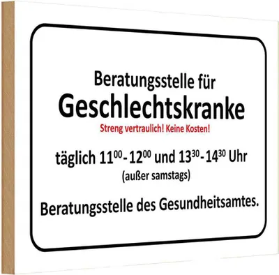 Produktbild von vianmo Holzschild 20x30 cm Beratungsstelle Geschlechtskranke