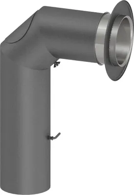 Produktbild von Ø 120 mm Ofenrohrset kantig - mit Tür und Drosselklappe - gussgrau