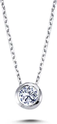 Produktbild von 0,16 Carat Diamant Solitär Halskette 14 Karat Weißgold