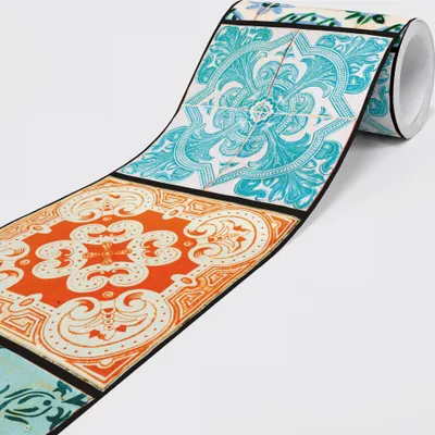 Produktbild von Selbstklebende Bordüre - Tapetenbordüre Wandbordüre - Dekorative Wandtatto - Farbige Ziegel - auf 5,00 m x 0,15 m je Rolle