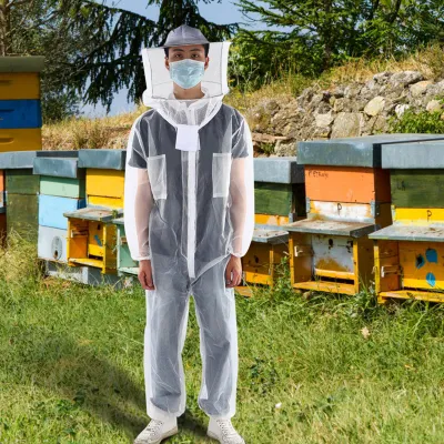 Zdjęcie produktu dla Przezroczysty, jednoczęściowy kombinezon pszczelarski z nylonowej siatki przeciw gryzieniu pszczół Odzież pszczelarska Materiały eksploatacyjne (XL)