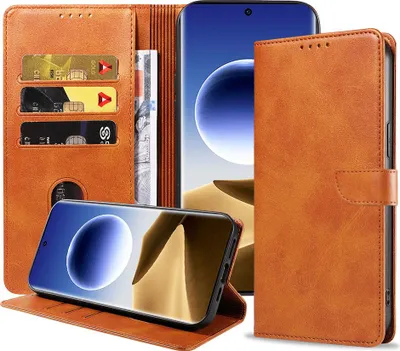Image de Convient à l'Oppo Find X7 Ultra Phone Case Faux cuir avec lèvre magnétique et porte-cartes Book Case with Flap - Wallet Case with Cardslot - Brown - Smartphonics