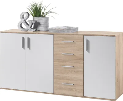 Produktbild von Kommode Sideboard Mehrzweckschrank Schrank Standschrank "Freida III" Sonoma hell / Weiß