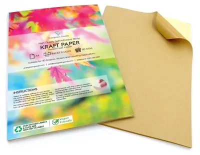 30 Blatt selbstklebendes Kraftpapier A4 matt für Drucker