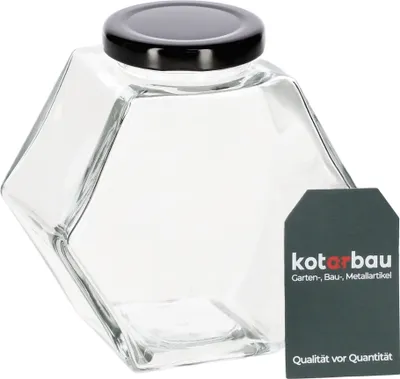 Immagine prodotto di KOTARBAU® Vaso decorativo esagonale con tappo a vite Vaso esagonale per conserve 380 ml