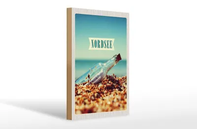 Produktbild von Holzschild Reise 20x30cm Nordsee Strand Meer Flaschenpost