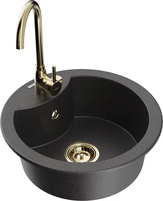 Produktbild von Mexen Diego 1-Becken-Granit-Spüle mit Mischbatterie Telma, Schwarz gesprenkelt - 6512-76-670200-50