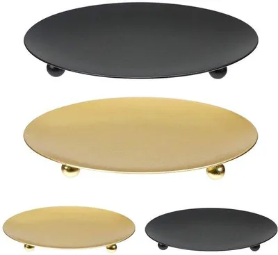 Image de Lot de 4 bougeoirs LED imitation cire, dorés et noirs