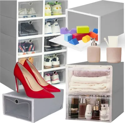 Produktbild von Schuhkartons, Schrank, Regal, stabil, modular, für Kleiderschrank, Flur, 33x23x14