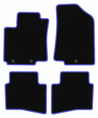 Produktbild von Fußmatten Automatten Velours Schwarz/Blau für Hyundai i20 II 2014- Set 4-tlg