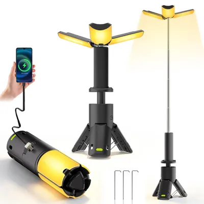 Produktbild von LED-Tragbare-Campingleuchte, 270-Grad-Drehung,10000mAh wiederaufladbare Campinglampen, Beleuchtung einstellbar Zeltleuchte, geeignet für Camping