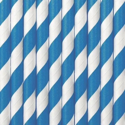 Produktbild von 20 Papier Trinkhalme in Blau und Weiß gestreift