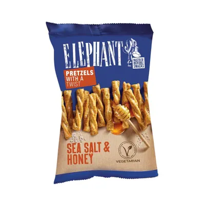 Produktbild von Elephant Pretzels Twisted Sea Salt & Honey Sticks 80g
