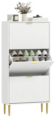 Image de Armoire à chaussures élégante - Étagère à chaussures - 3 tiroirs - Gain de place, idéale pour l'entrée - Plastique - Blanche