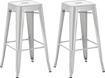 Produktbild von CLP 2er Set Barhocker Joshua aus Metall mit Fußstütze silber