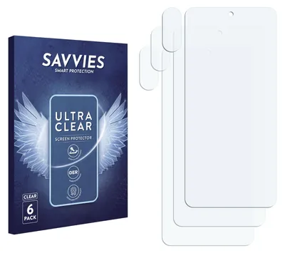 A product shot showing the packaging for screen protectors and several of the screen protectors themselves.