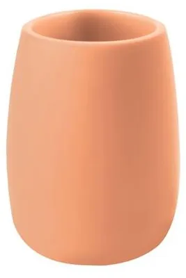 Zdjęcie produktu dla Kubek łazienkowy z polirezyny, średnica 8 cm, wysokość 10,5 cm, kolor koralowy, Spirella Sven