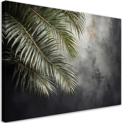 Produktbild von Leinwandbild Beton Palmen Natur 120x80 Feeby Grau bild für die wand bereit zum aufhängen