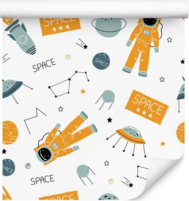 Produktbild von 10m VLIES TAPETE Rolle Kinderzimmer Kosmos Sterne Monde Kosmonauten XXL