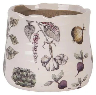 Productafbeelding van Clayre & Eef bloempot, diameter 11 cm, hoogte 10 cm, beige, keramiek, geschikt voor groenten
