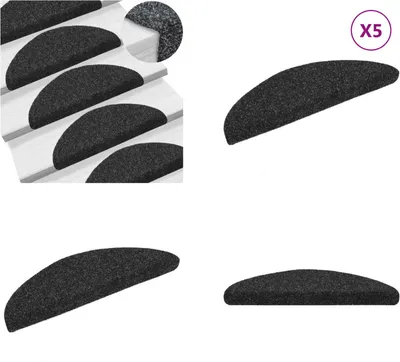 Immagine prodotto di vidaXL Tappetini autoadesivi per scale 5 pezzi neri 56x17x3 cm - Tappetini per scale - Tappetini per gradini - Tappeti per scale - Decorazioni per scale