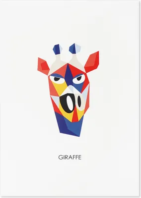 Produktbild von Wandbild mit Tier Illustration | Poster auf Hartschaumplatte 30x42cm | Motiv: Giraffe