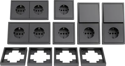 Produktbild von Schalter und Steckdosen Set McPower Shallow Standard 20-teilig anthrazit Steckanschluss
