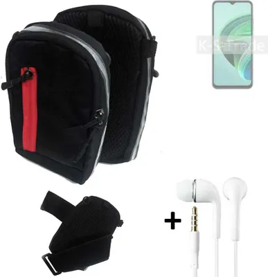 Produktbild von K-S-Trade Outdoor Gürteltasche Holster Umhängetasche + Kopfhörer kompatibel mit Xiaomi Redmi 10 5G schwarz Handy Tasche Case travelbag Schutzhülle
