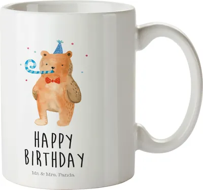 Produktbild von Mr. & Mrs. Panda Pott Bär Geburtstag - Weiß - Geschenk, Kinderbecher, Happy Birthday, Teddy, Trinklernbecher, Plastikbecher, Alles Gute, Glückwunsch, Kindergarten Tasse