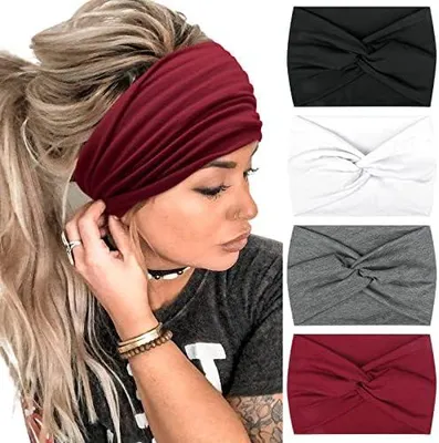 Produktbild von Boho-Haarband für Damen, weiches und breites Stirnband, elastischer Haarschmuck für Frauen und Mädchen