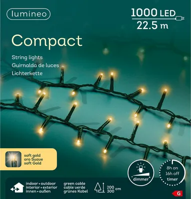 Produktbild von Lumineo LED Lichterkette Compact grün 22,5 Meter 1000 Lichter - softgold