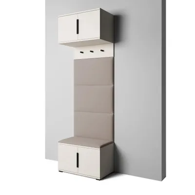 Produktbild von Garderoben-Set Napoli Version 5: Schuhschrank mit Polsterpaneelen, Hängeschrank für Flur und Eingangsbereich (Cashmere/Trinity 03)