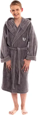 Imagen del producto de Solidchoice: Bata de baño gris cómoda para niños, con capucha