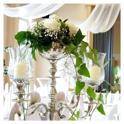 Produktbild von Blumenschale Silber - 16 cm Durchmesser für Kerzenleuchter ohne Blumen