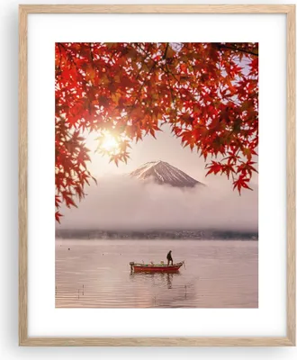 Produktbild von Gerahmtes Poster - Rahmen in heller Eiche - Vulkan See - 40x50 cm - Wand Bild - Wanddeko - Wandbilder - Kunstposter - Wandposter - Bilderrahmen - Bilder - Kunstdruck - Wandbild - P2NPA40x50-4107