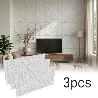 Obrázek produktu pro Nástěnné panely UISEBRT s elegantním vzhledem kamene, tloušťka 3 cm, 3 kusy panely z čistě bíléhoPolyuretanpro individuální úpravu stěn, model A