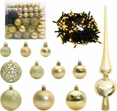 Produktbild von vidaXL Weihnachtskugel-Set 120 stk. 300 LEDs Warmes Weiß Ø 6 cm