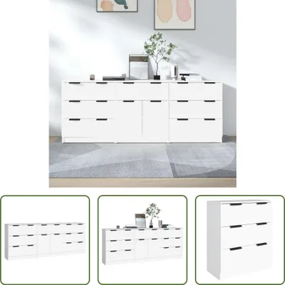 Produktbild von The Living Store 3-tlg. Sideboard Weiß Holzwerkstoff