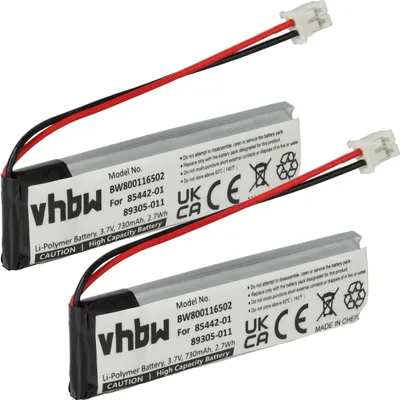 Produktbild von vhbw 2x Akku Ersatz für Plantronics 85442-01, 89305-011 für Lautsprecher Boxen Speaker (730 mAh, 3,7 V, Li-Polymer)